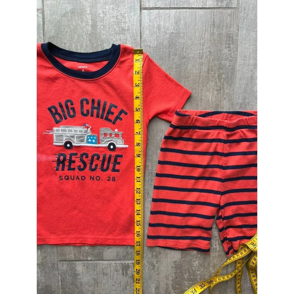 Fire Truck Chief Rescue Squad Police 2 Piece Pajama Set Pjs Toddler Boys 5 Sleep